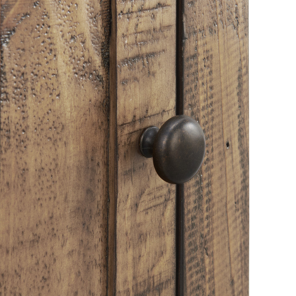 25" Natural Solid Wood Narrow End Table With Drawer and USB