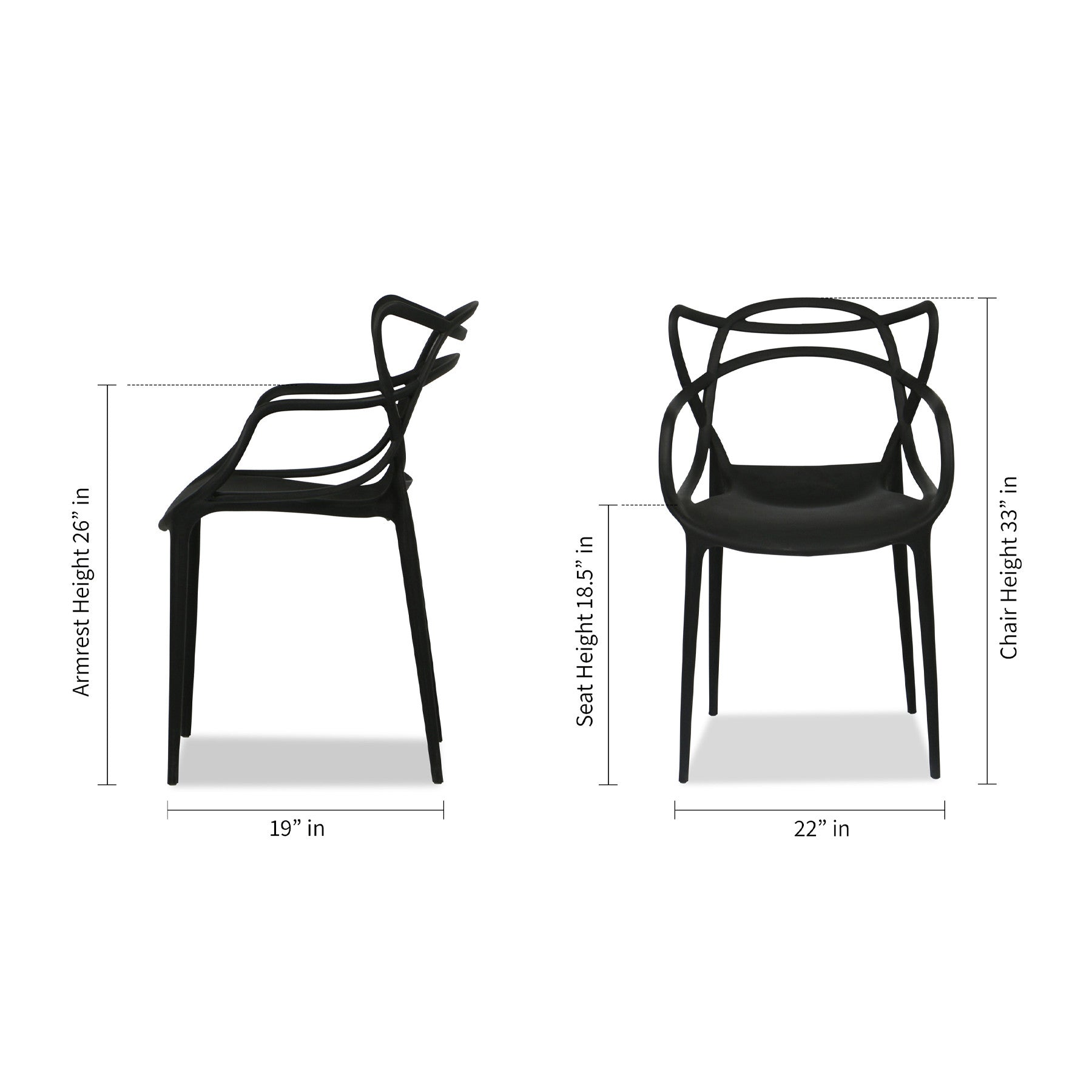 Black Polypropylene Cross Back Dining Chair