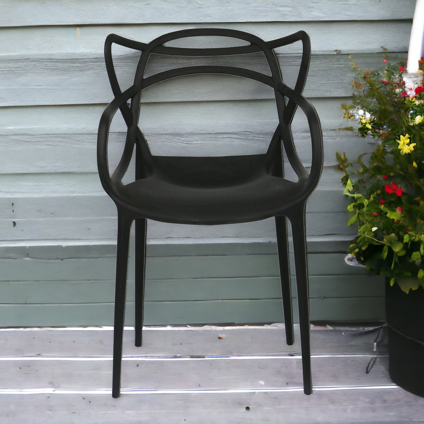 Black Polypropylene Cross Back Dining Chair