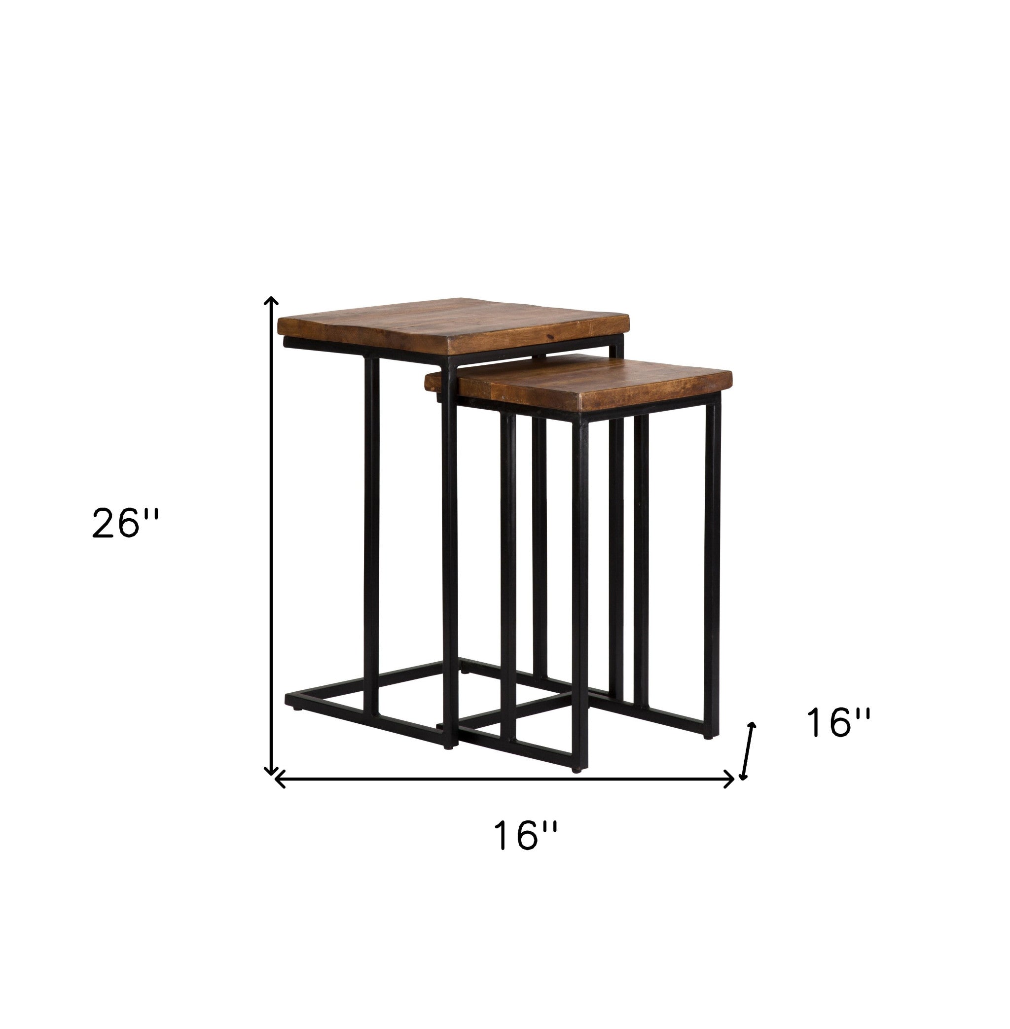 Set Of Two 26" Black And Mahogany Solid Wood Nested Tables With Does Not Apply And Does Not Apply