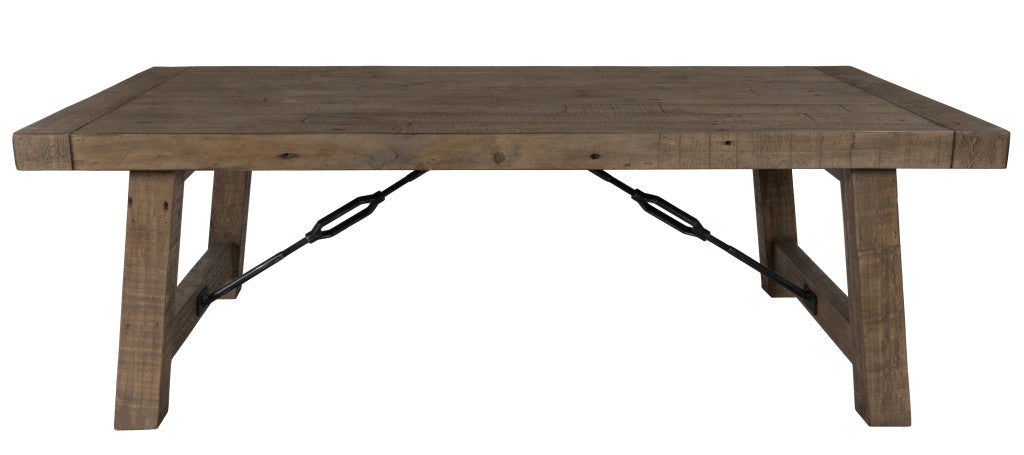 55" Solid Wood Rectangular Distressed Coffee Table