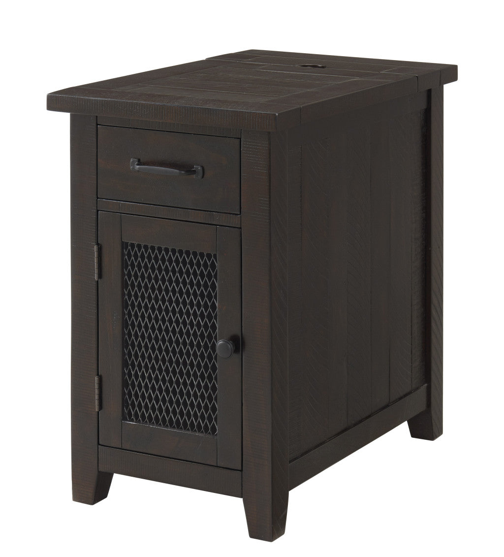 Brown Solid Wood End Table With Drawer 25"