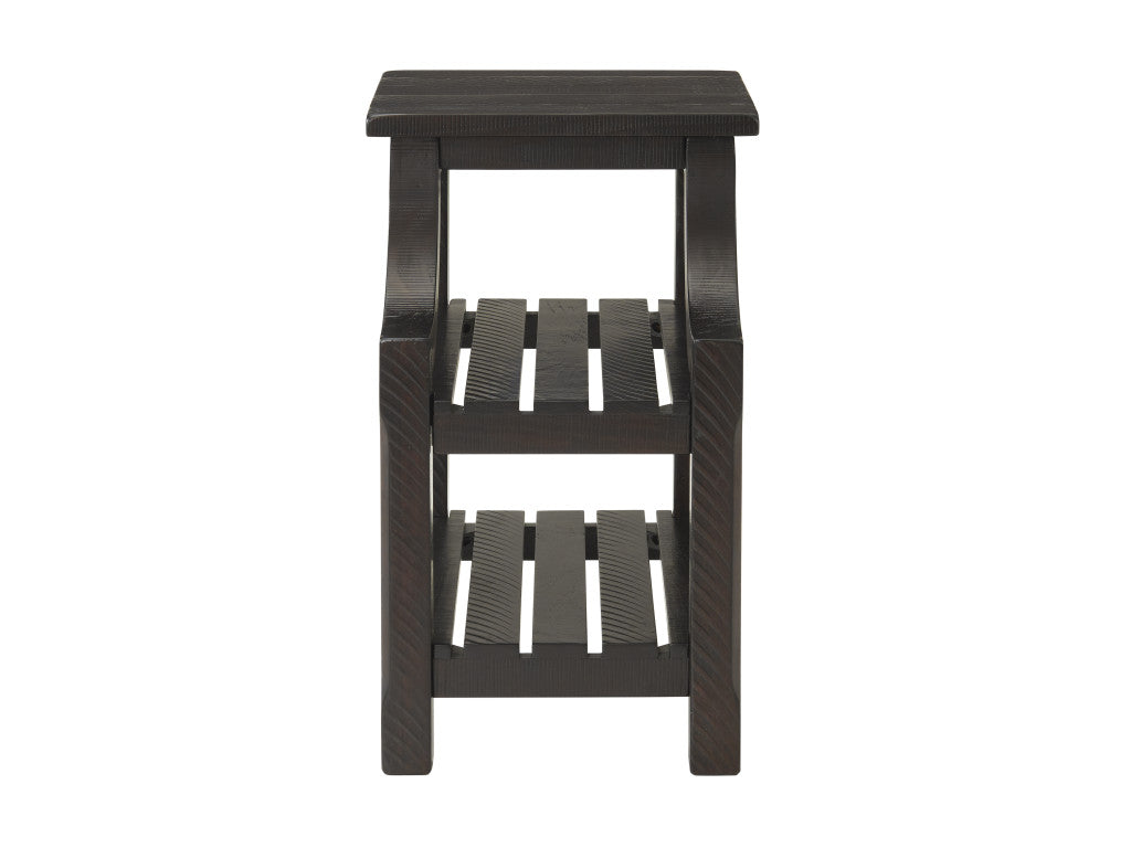 Brown Solid Wood End Table With Two Shelves 25"