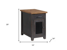 Black And Dark Brown Solid Wood End Table With Drawer 25