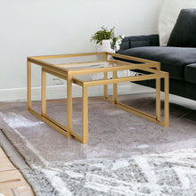 Gold Glass Nested Coffee Tables Set Of Two 30