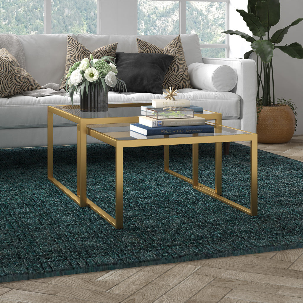 Gold Glass Nested Coffee Tables Set Of Two 30"