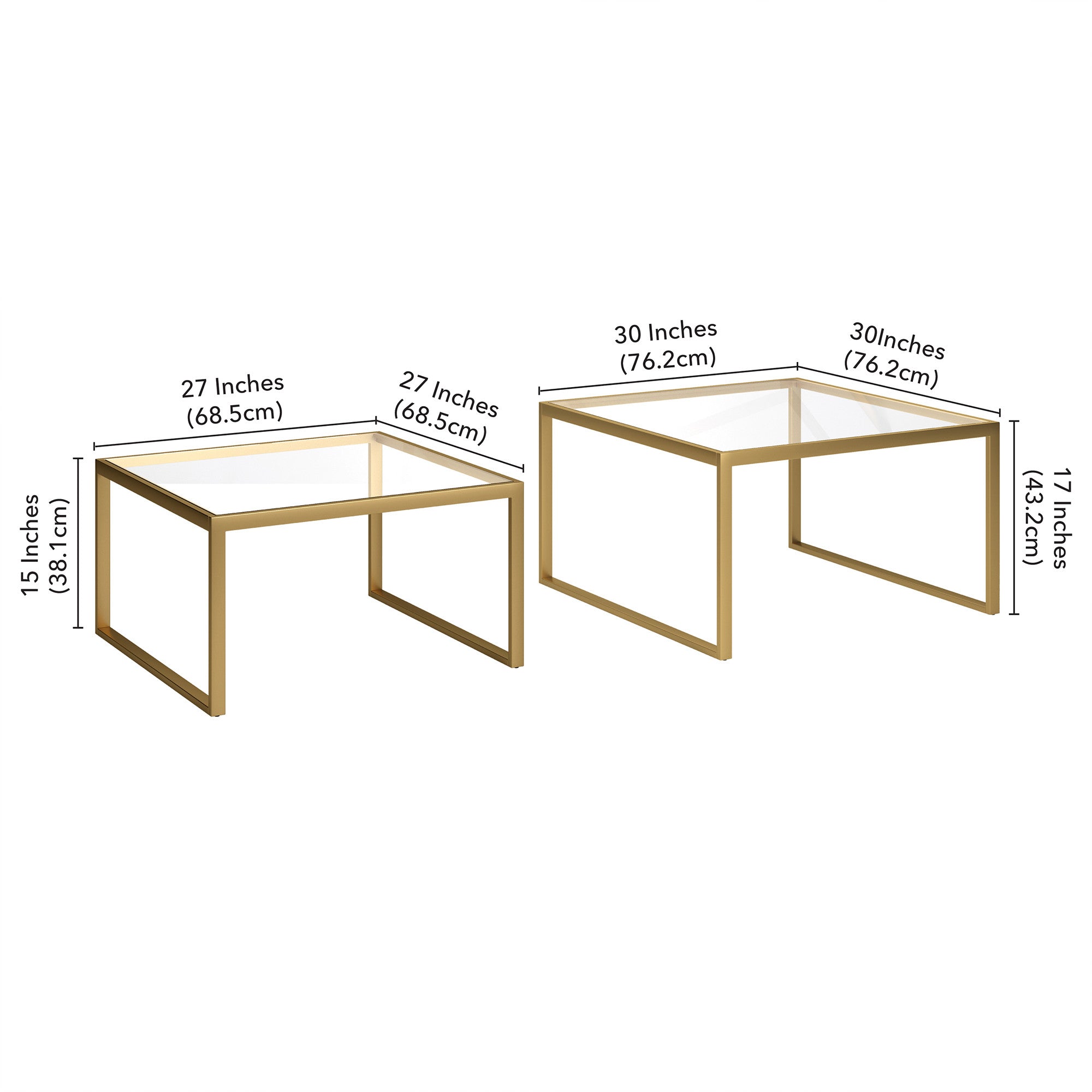 Gold Glass Nested Coffee Tables Set Of Two 30"