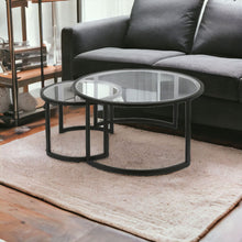 Black Glass Round Nested Coffee Tables Set Of Two 36