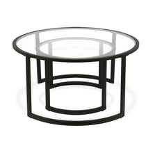 Black Glass Round Nested Coffee Tables Set Of Two 36