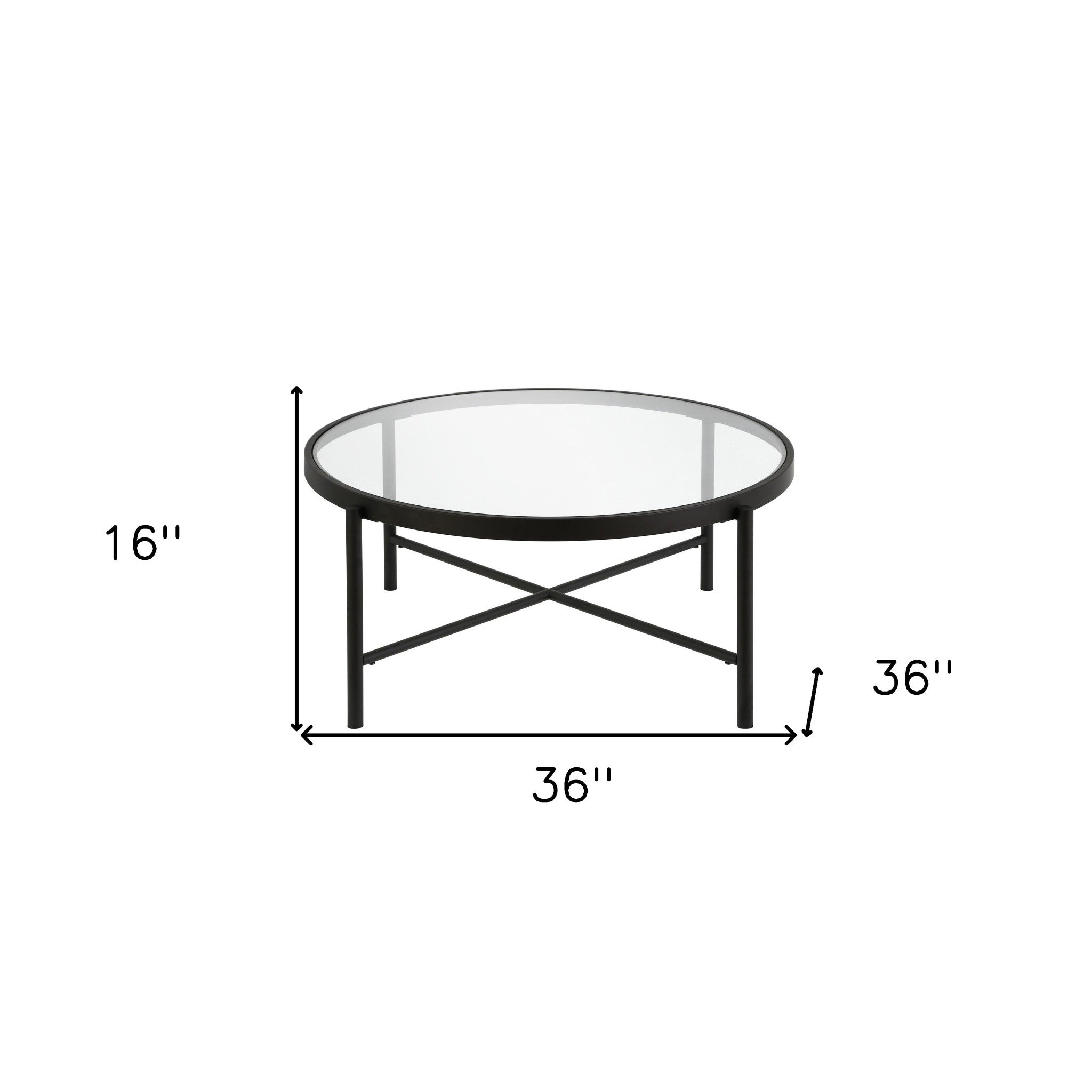 Black and Glass Round Coffee Table 36"