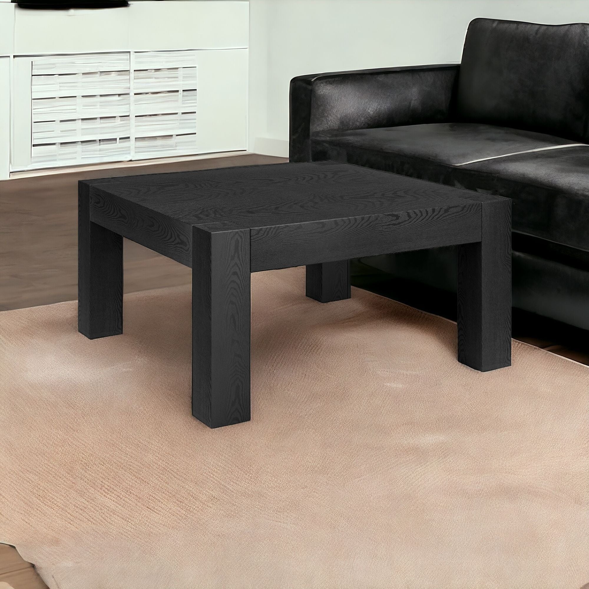 34" Black Manufactured Wood Square Coffee Table
