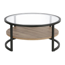 Black Brown and Glass Round Coffee Table With Shelf 34