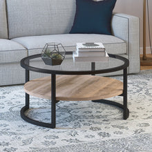 Black Glass Round Coffee Table With Shelf 34