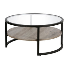 Black Glass and Gray Round Coffee Table With Shelf 34