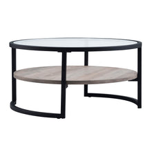 Black Glass and Gray Round Coffee Table With Shelf 34