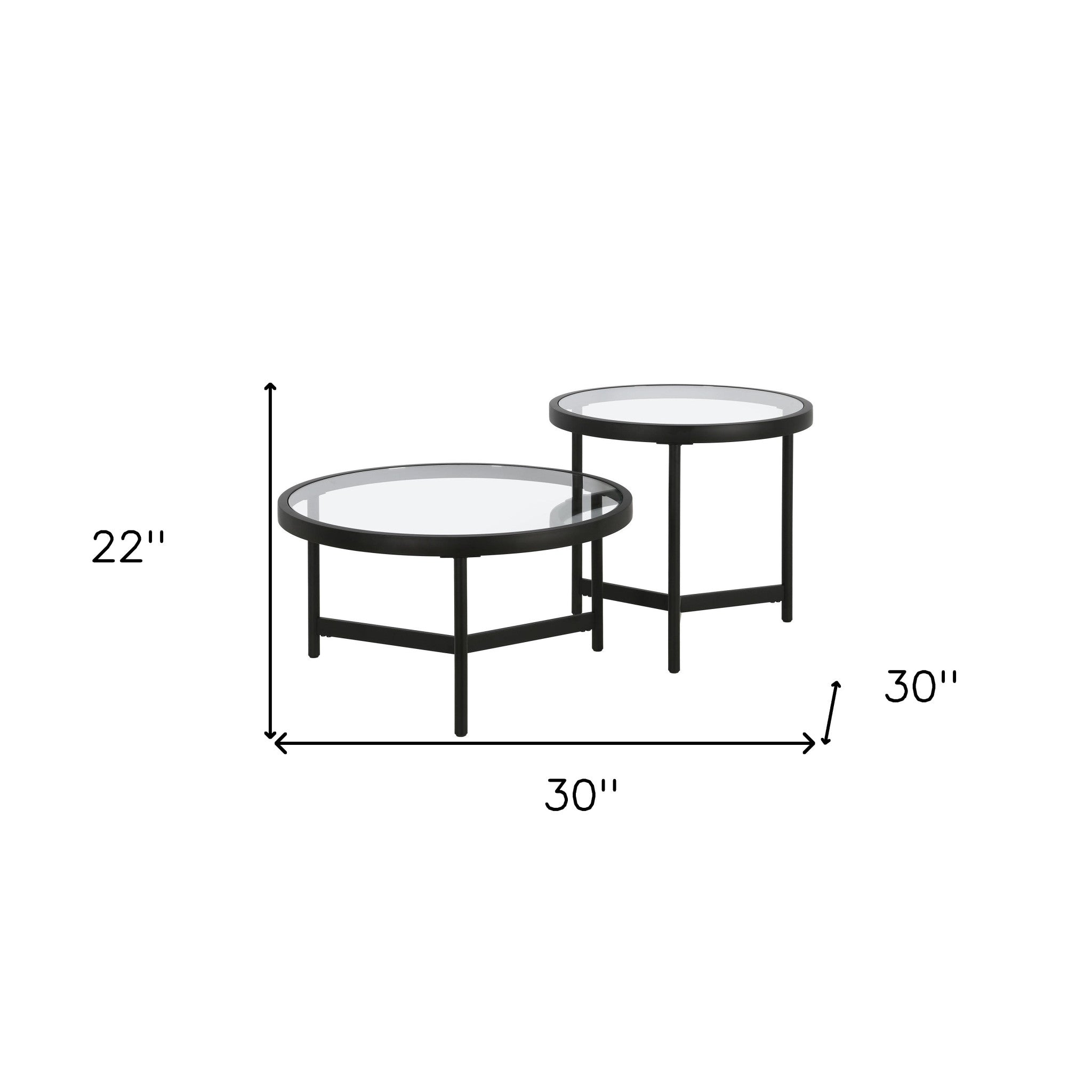 Black Glass Round Nested Coffee Tables