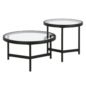 Black Glass Round Nested Coffee Tables