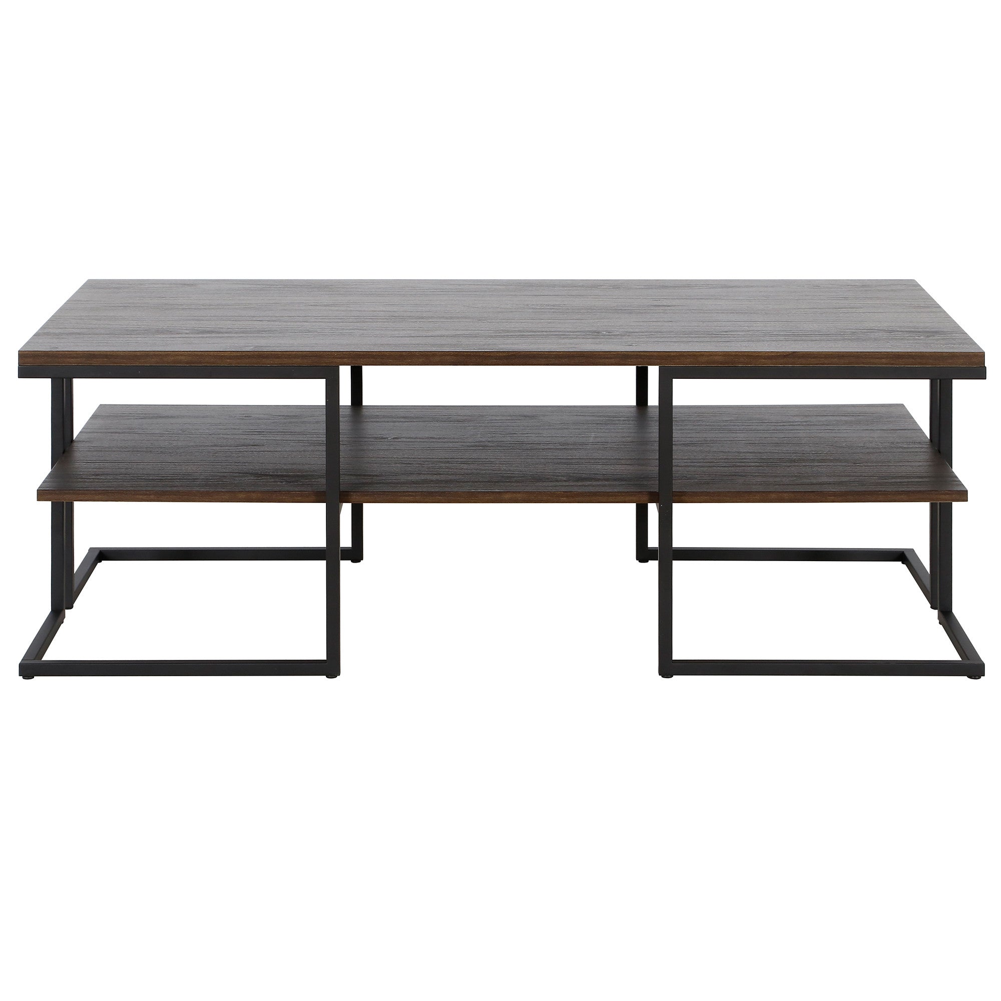 45" Black and Brown Rectangular Coffee Table With Shelf