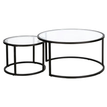 Black Glass Round Nested Coffee Tables Set Of Two 35