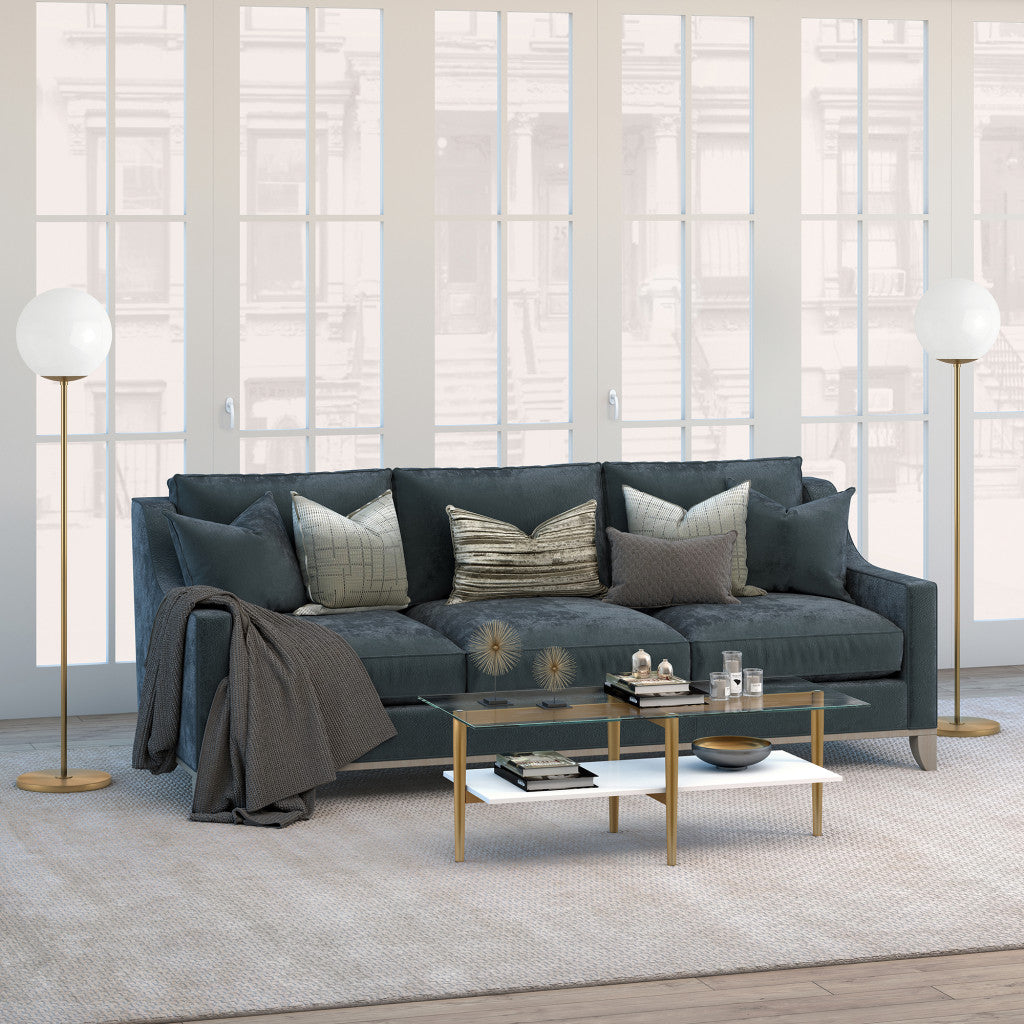 47" Gold Glass and White Rectangular Coffee Table With Shelf