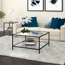 Black and Glass Square Coffee Table With Shelf 32