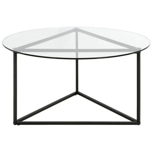 Black and Glass Round Coffee Table 35"