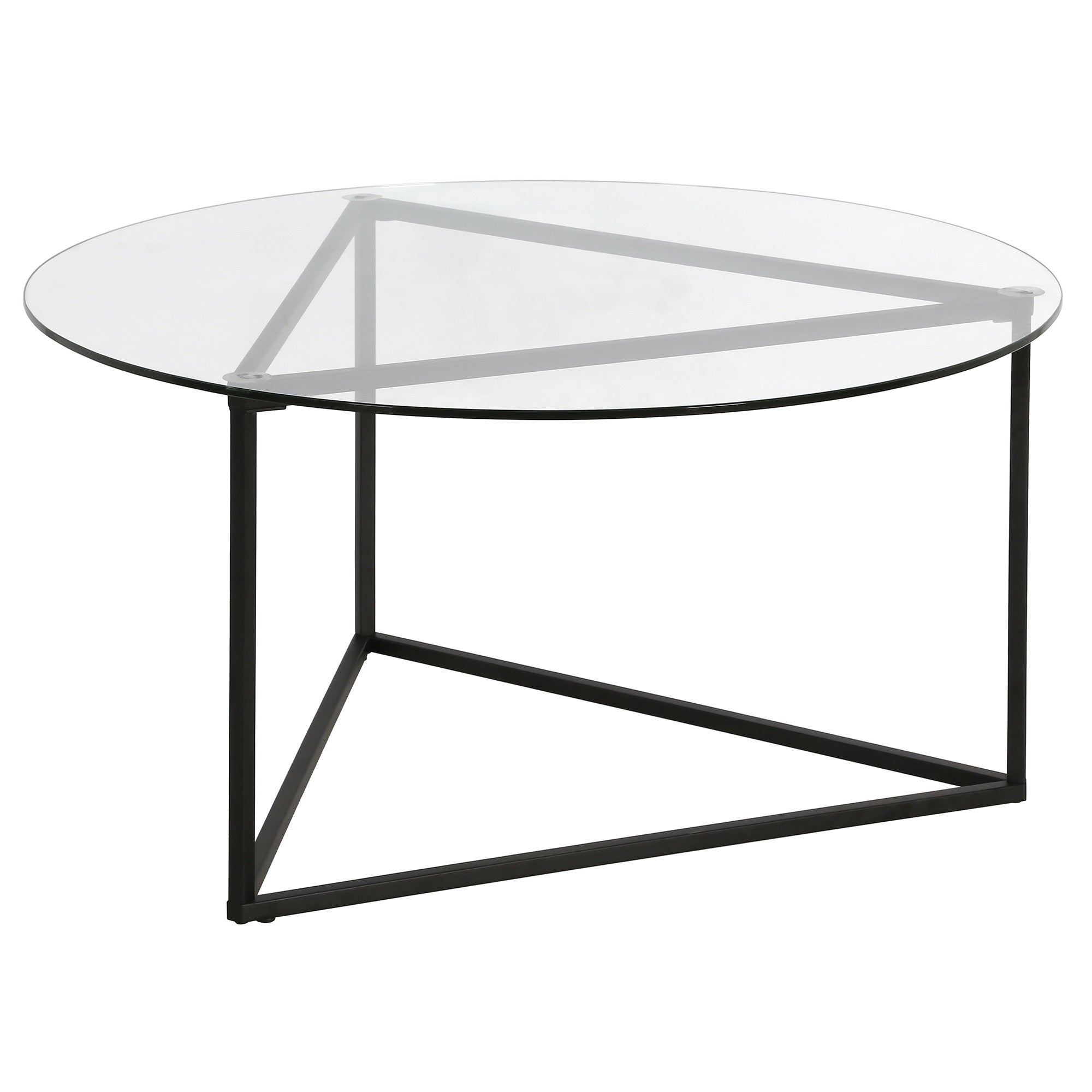 Black and Glass Round Coffee Table 35"