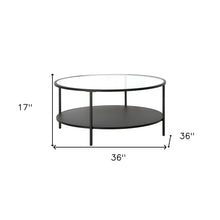 Black Glass Round Coffee Table With Shelf 36