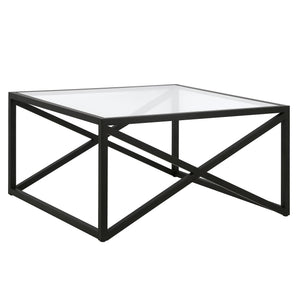 Black Glass Square Coffee Table 32"