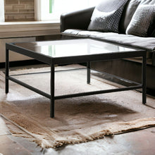 Black Glass Square Coffee Table With Shelf 32