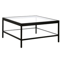 Black Glass Square Coffee Table With Shelf 32