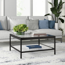 Black Glass Square Coffee Table With Shelf 32