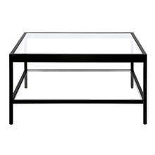 Black Glass Square Coffee Table With Shelf 32