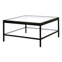 Black Glass Square Coffee Table With Shelf 32