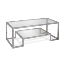 Silver Glass Rectangular Coffee Table With Shelf 45