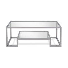Silver Glass Rectangular Coffee Table With Shelf 45