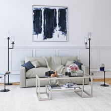 Silver Glass Rectangular Coffee Table With Shelf 45