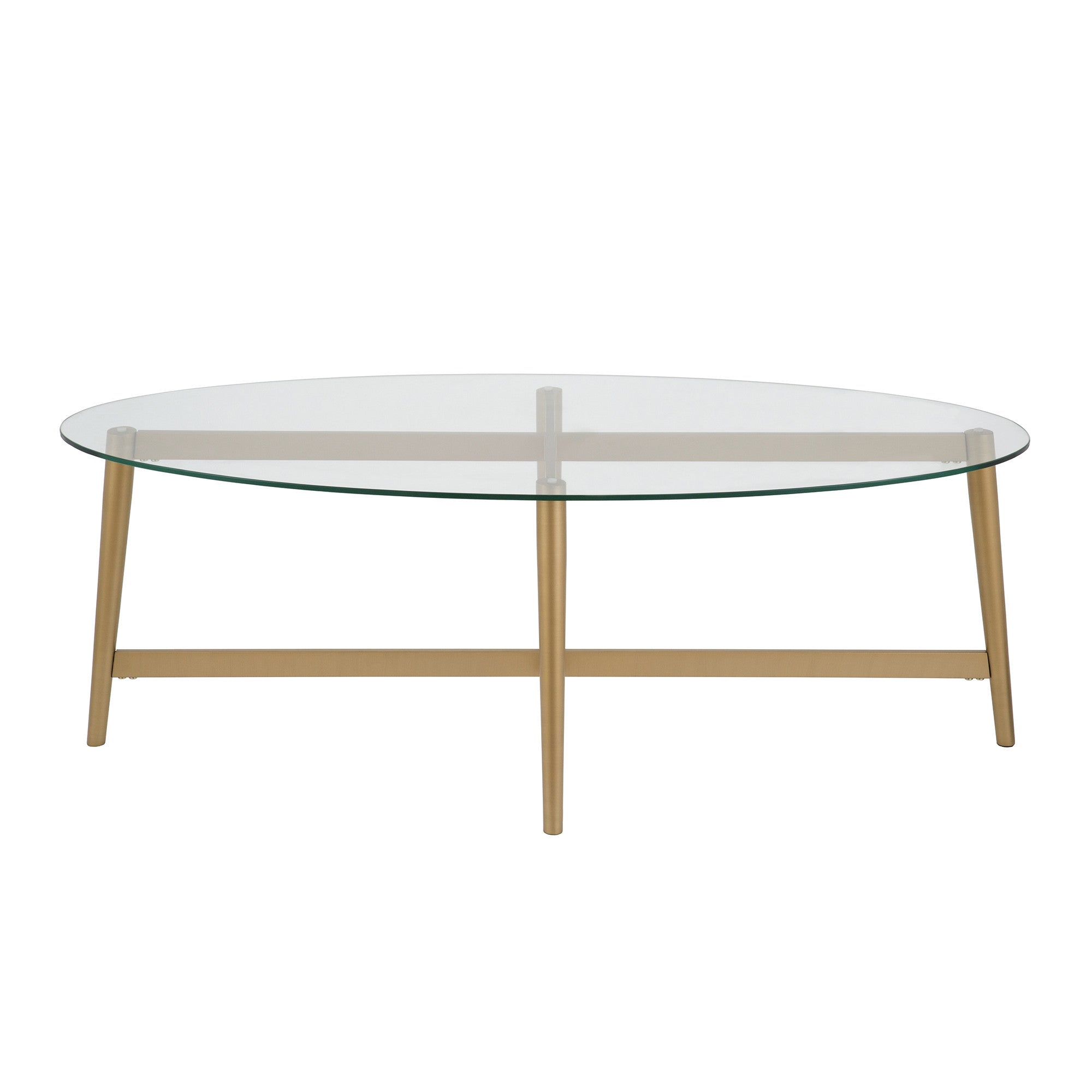 Gold Glass Oval Coffee Table 50"