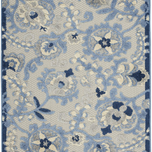3' X 5' Blue And Gray Floral Power Loom Area Rug