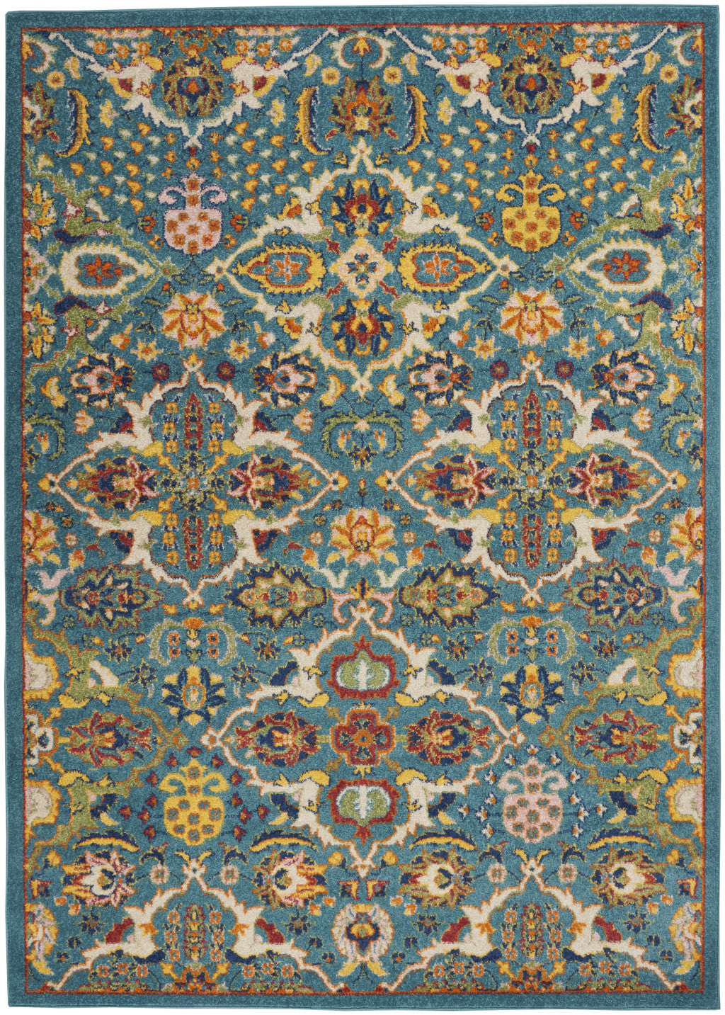 6' X 9' Blue Floral Power Loom Area Rug