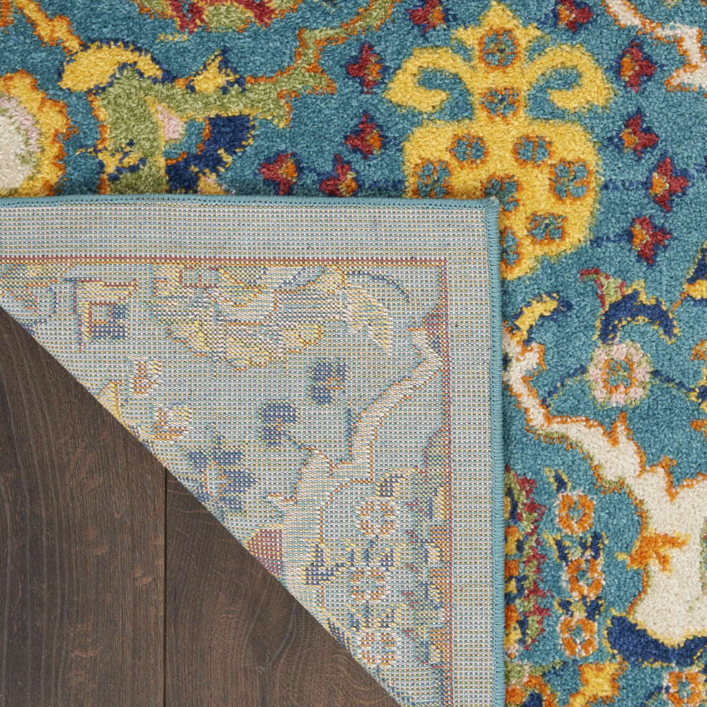 6' X 9' Blue Floral Power Loom Area Rug