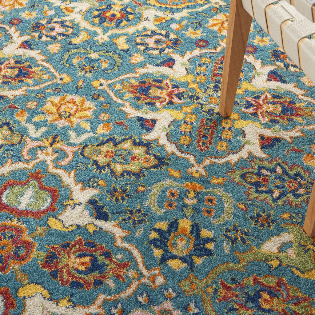 6' X 9' Blue Floral Power Loom Area Rug