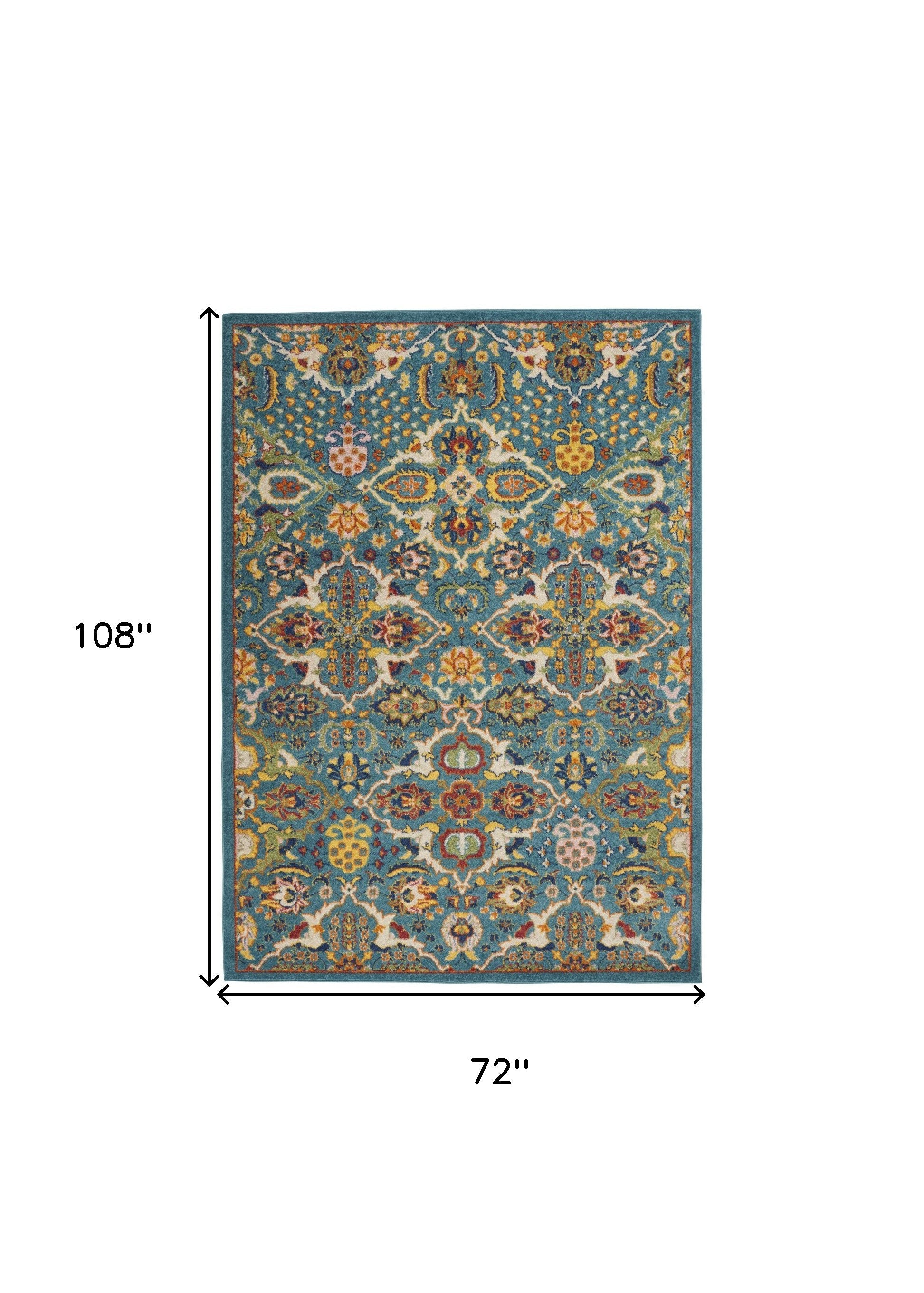 6' X 9' Blue Floral Power Loom Area Rug
