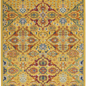 5' X 7' Yellow Floral Power Loom Area Rug