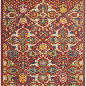 5' X 7' Red Floral Power Loom Area Rug