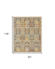8' X 10' Ivory Floral Power Loom Area Rug