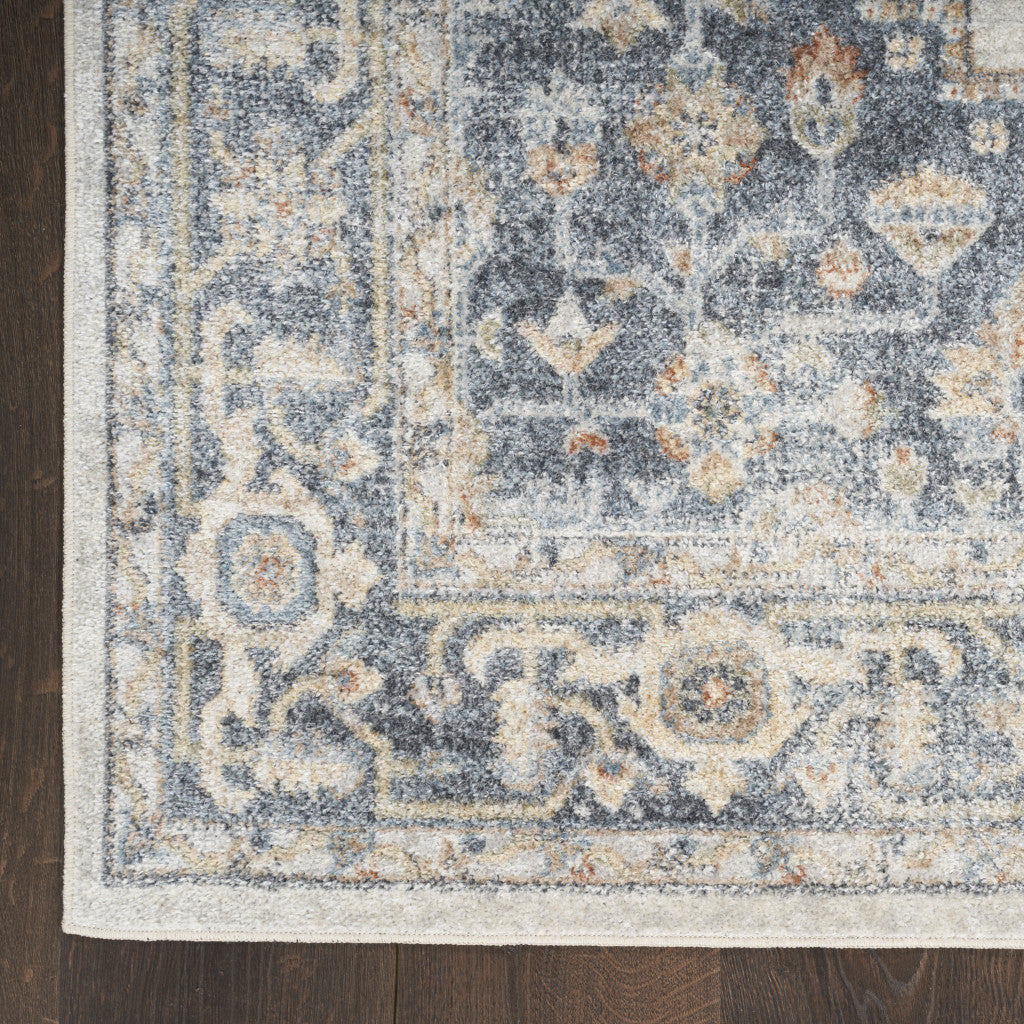 Gray Oriental Power Loom Distressed Washable Area Rug - 4' x 6'