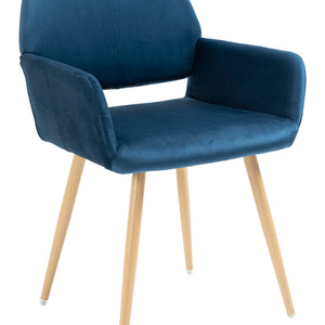 Blue Upholstered Velvet Open Back Dining Chair