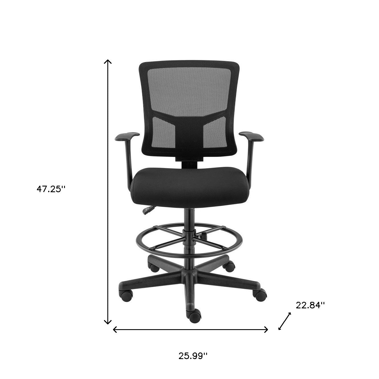 Black Polyester Blend Seat Swivel Adjustable Task Chair Mesh Back Steel Frame