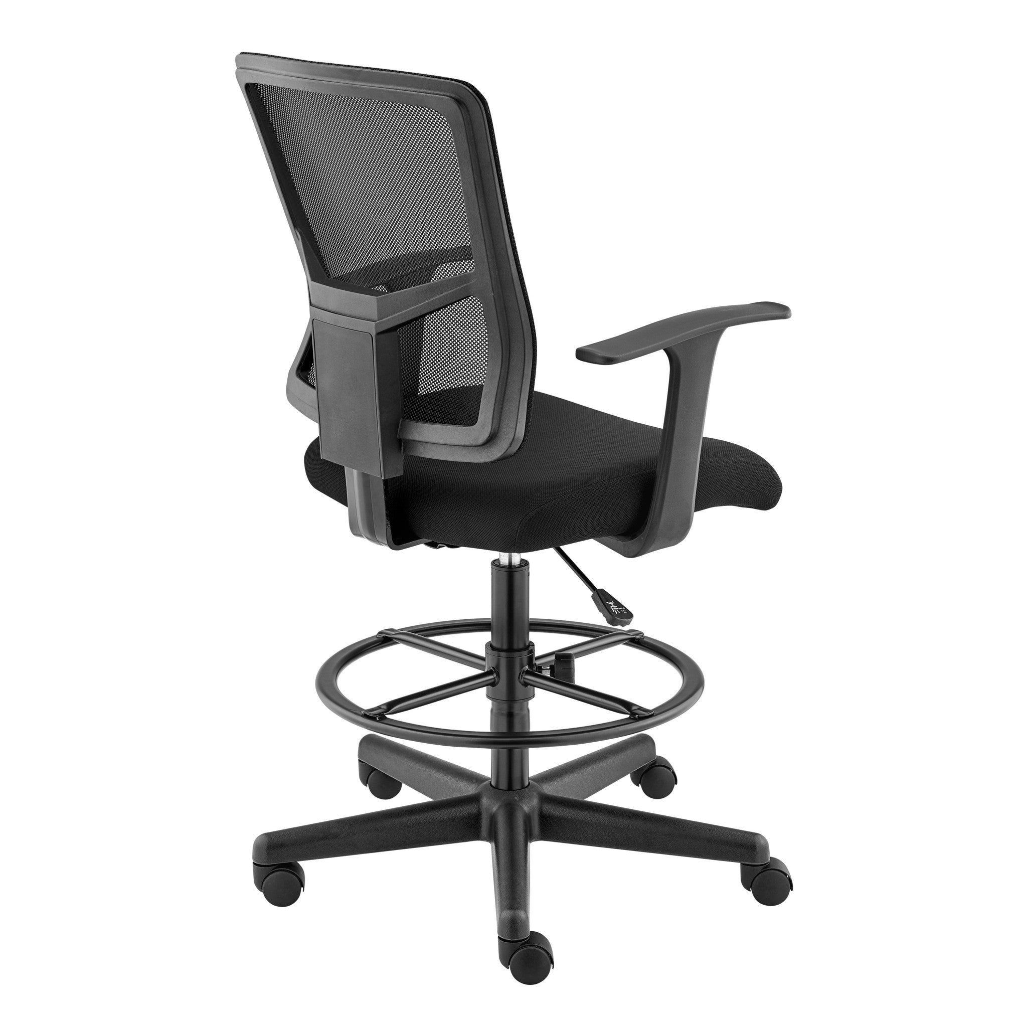 Black Polyester Blend Seat Swivel Adjustable Task Chair Mesh Back Steel Frame